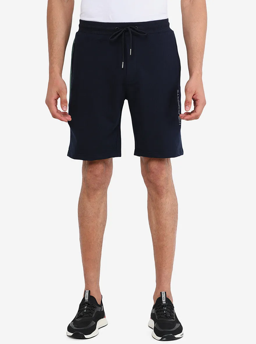 Dark Blue Solid Regular Fit Shorts | JadeBlue