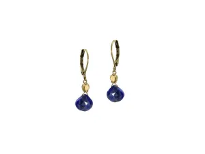 Delicate Blue Lapis with Classic Brass Earrings