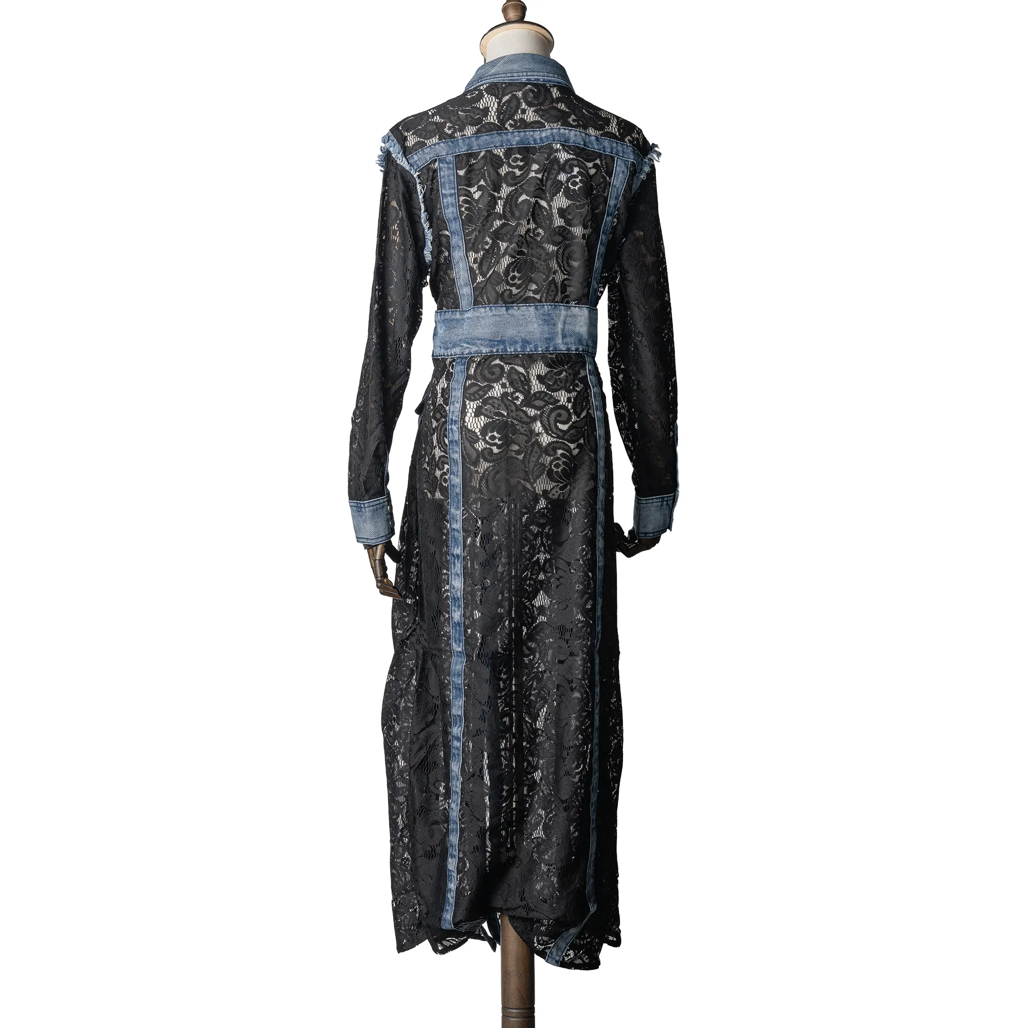 Denim Lace Duster Jacket