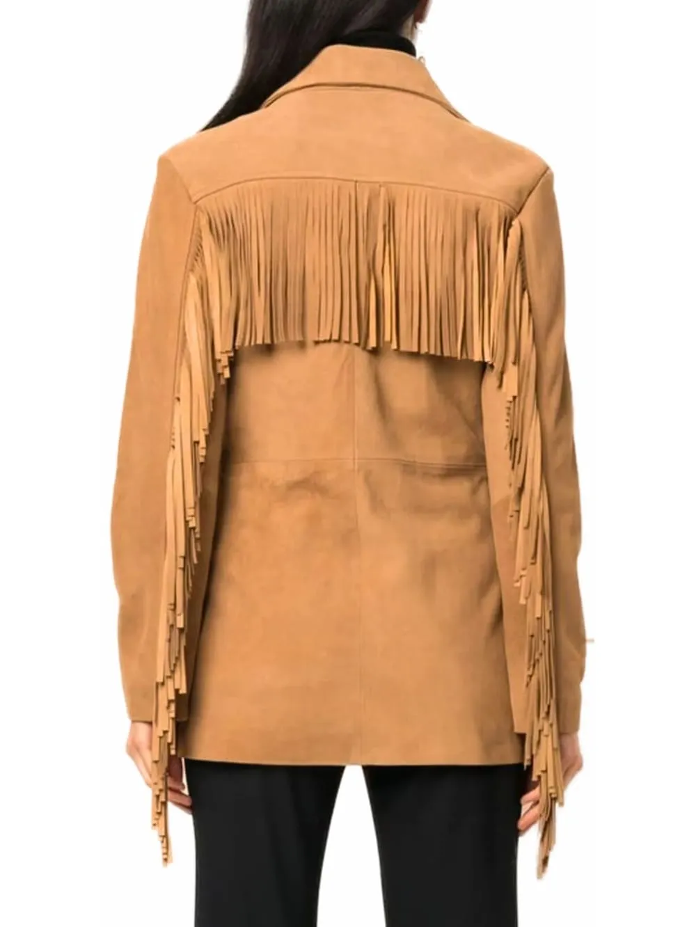 Desert Elegance Camel Suede Leather Blazer for Women