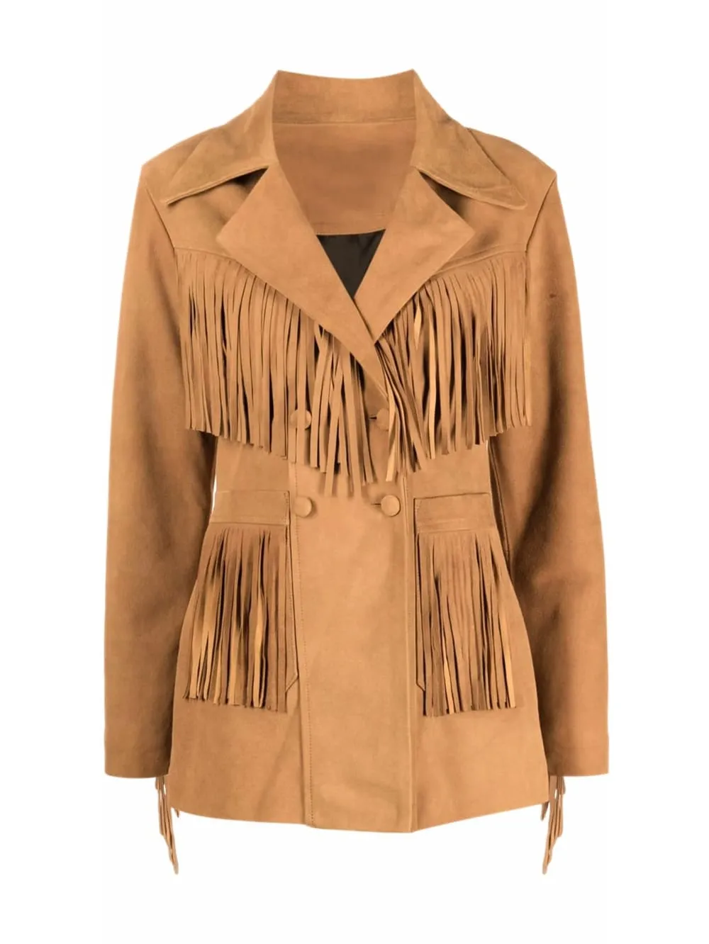 Desert Elegance Camel Suede Leather Blazer for Women