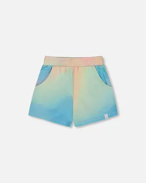 deux par deux Girls Printed Jersey Short - Multicoloured Tie Dye