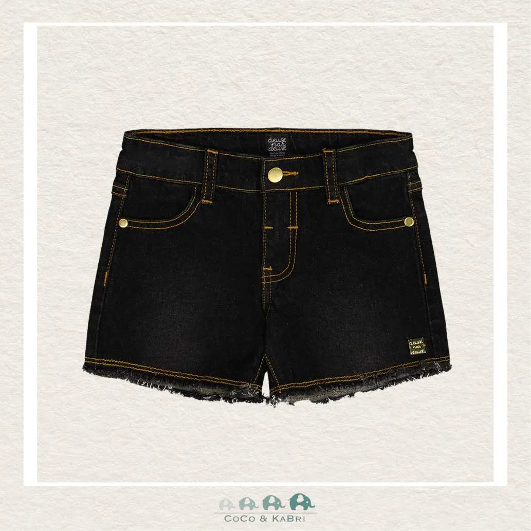 Deux Par Deux Jean Short With Embroidery - Black
