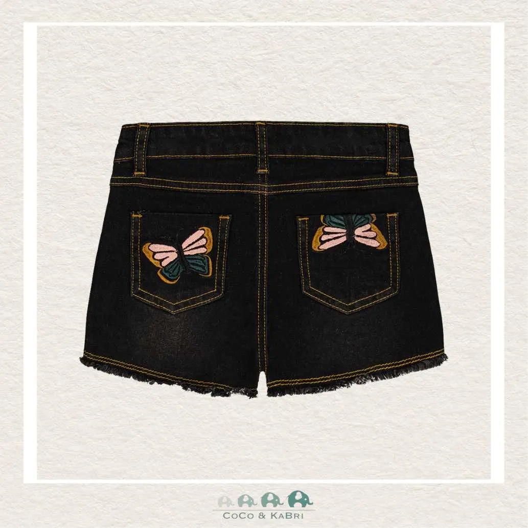 Deux Par Deux Jean Short With Embroidery - Black