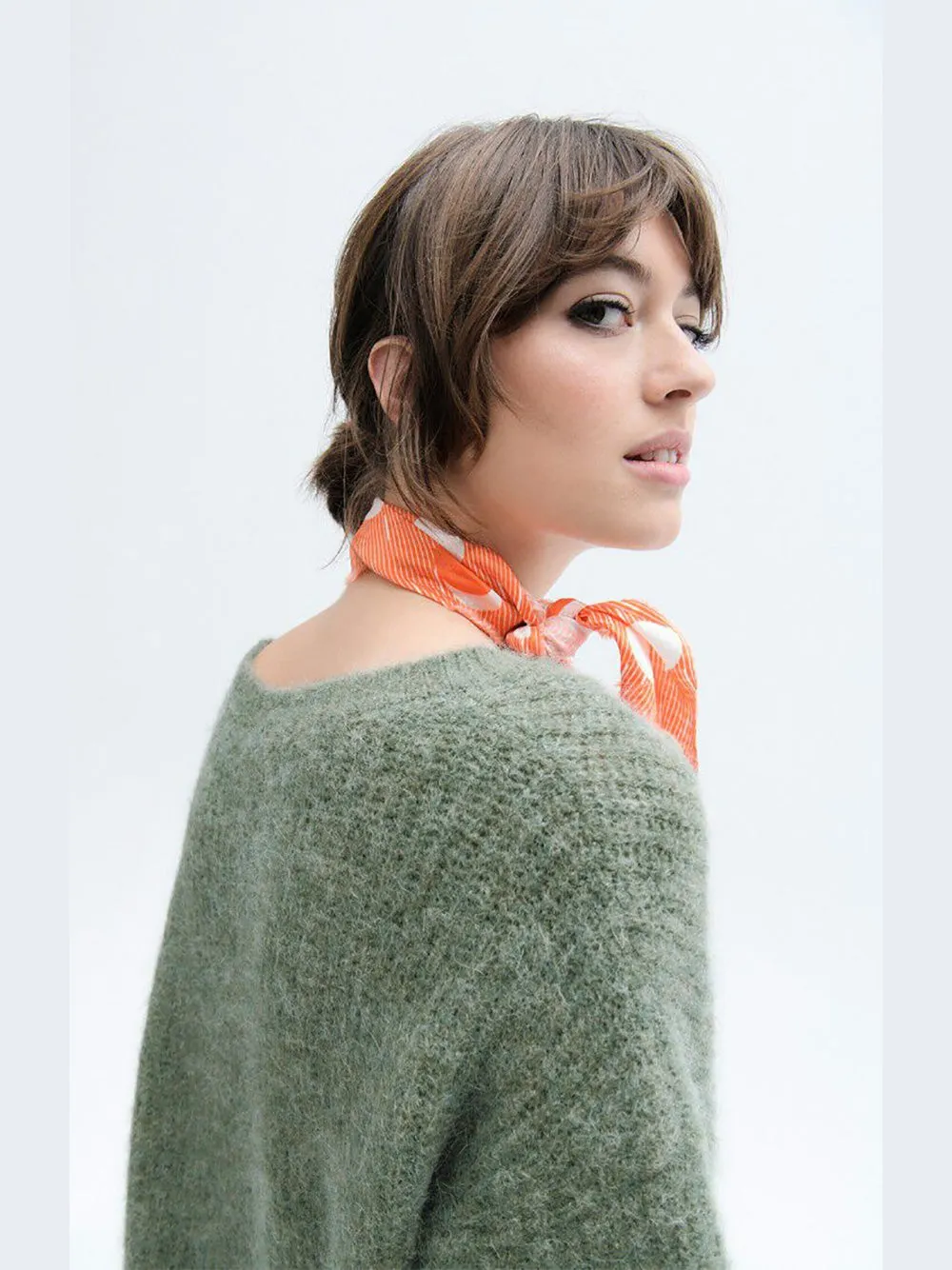 East Round Neck Pullover - GREY GREEN MELANGE