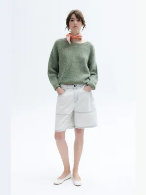 East Round Neck Pullover - GREY GREEN MELANGE