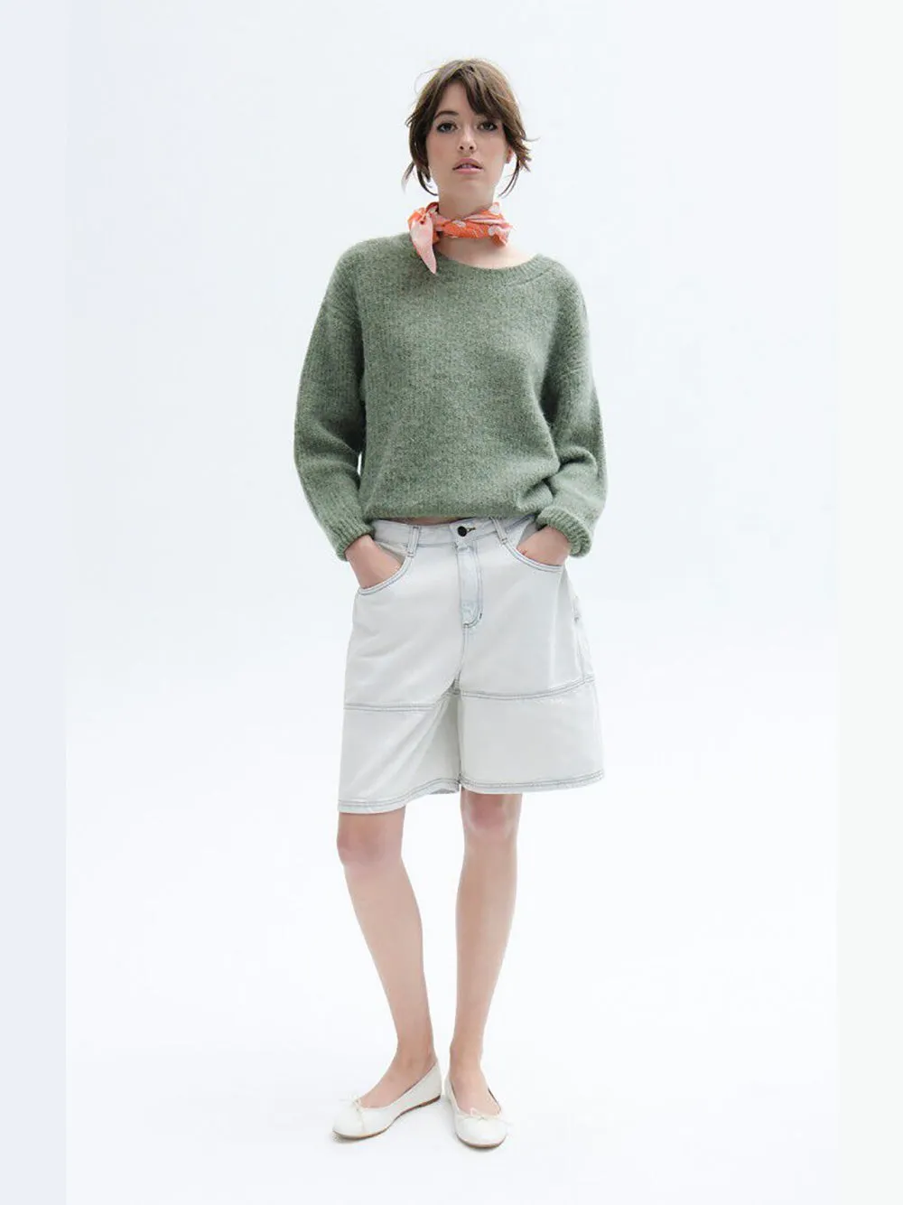 East Round Neck Pullover - GREY GREEN MELANGE