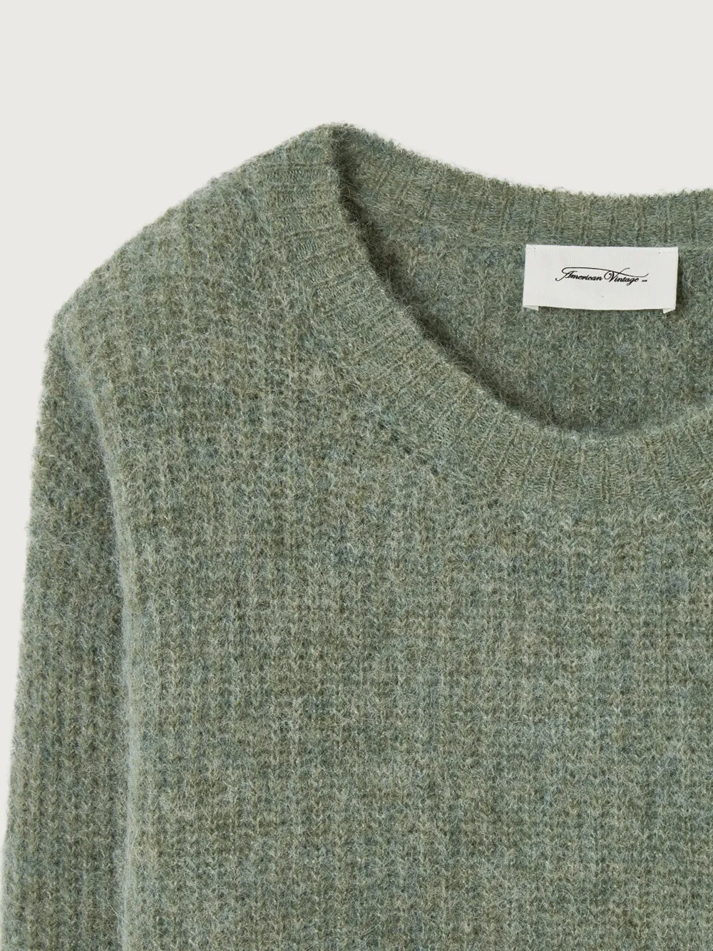 East Round Neck Pullover - GREY GREEN MELANGE