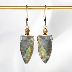 Edgy Petal - Earrings - Shield Cut Labradorite #L-99