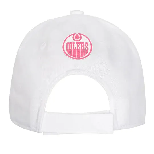 Edmonton Oilers Youth Girls White Structured Adjustable Hat