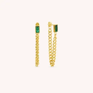 Emerald Cuban Chain Earrings