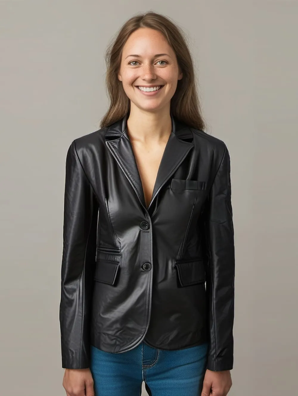 Executive Elegance Leather Blazer for Women