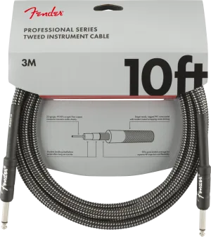 Fender Professional Series Instrument Cables, 10', Gray Tweed