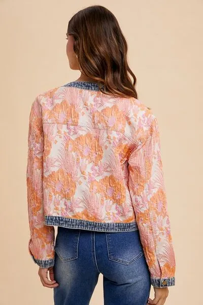 FLORAL JACQUARD DENIM JACKET