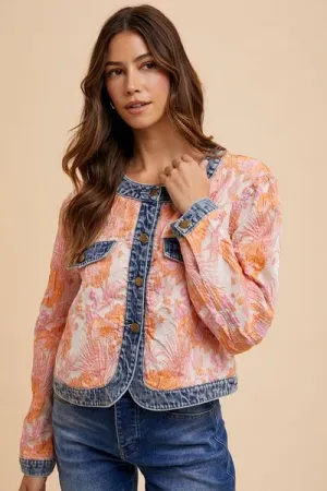 FLORAL JACQUARD DENIM JACKET