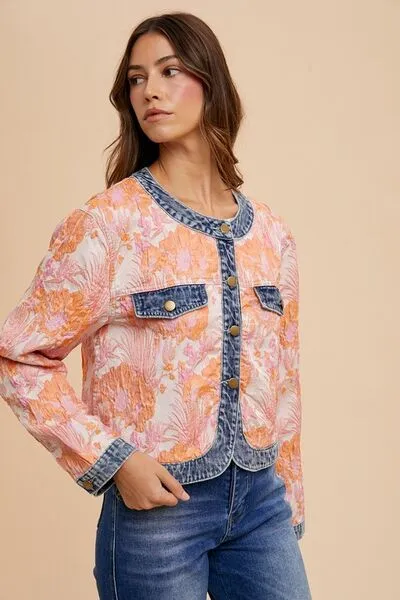 FLORAL JACQUARD DENIM JACKET
