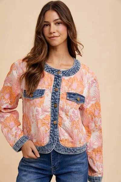 FLORAL JACQUARD DENIM JACKET