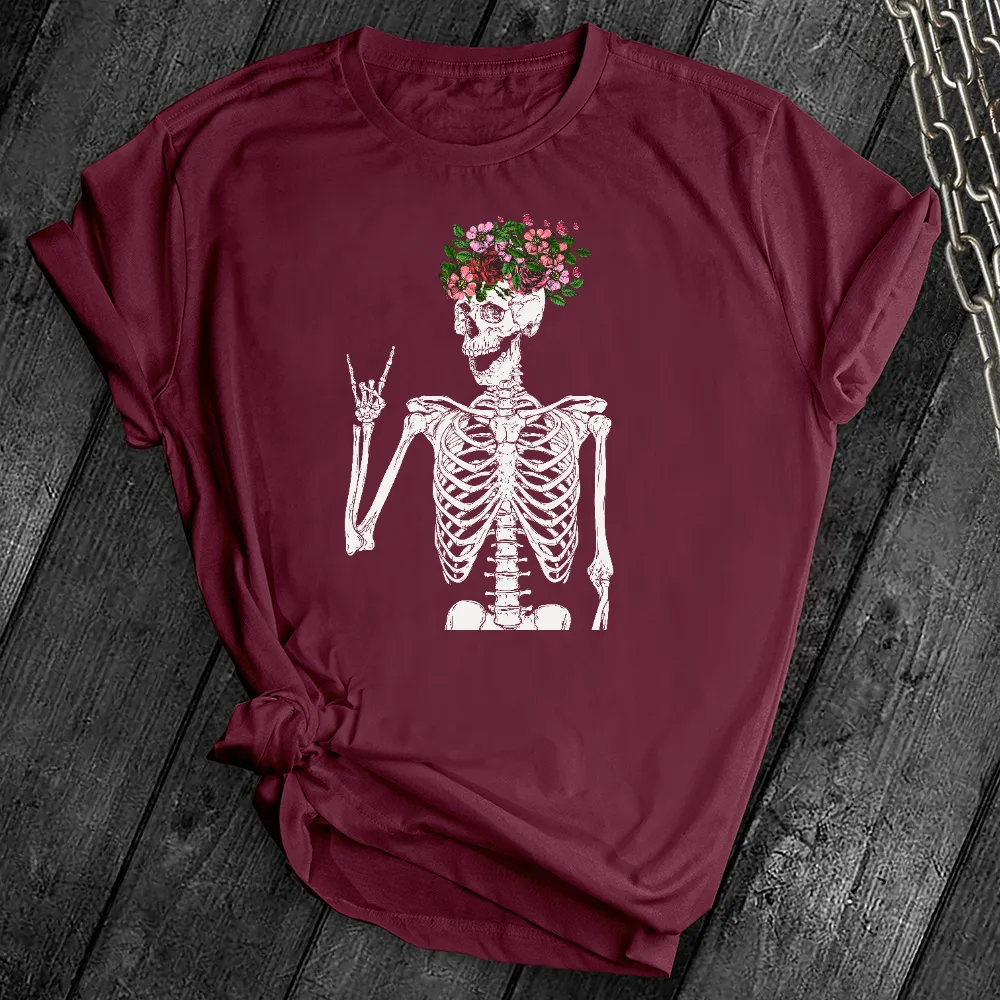 Floral Rocker Skeleton Tee