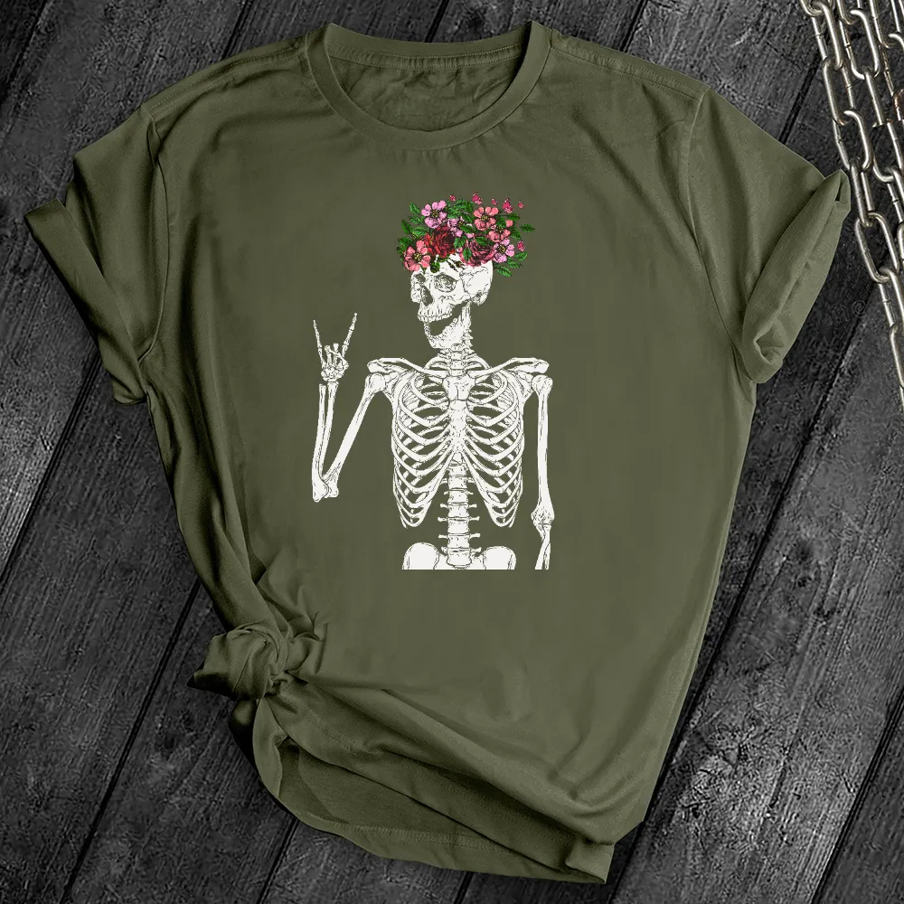 Floral Rocker Skeleton Tee
