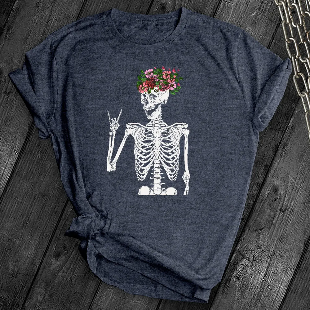 Floral Rocker Skeleton Tee