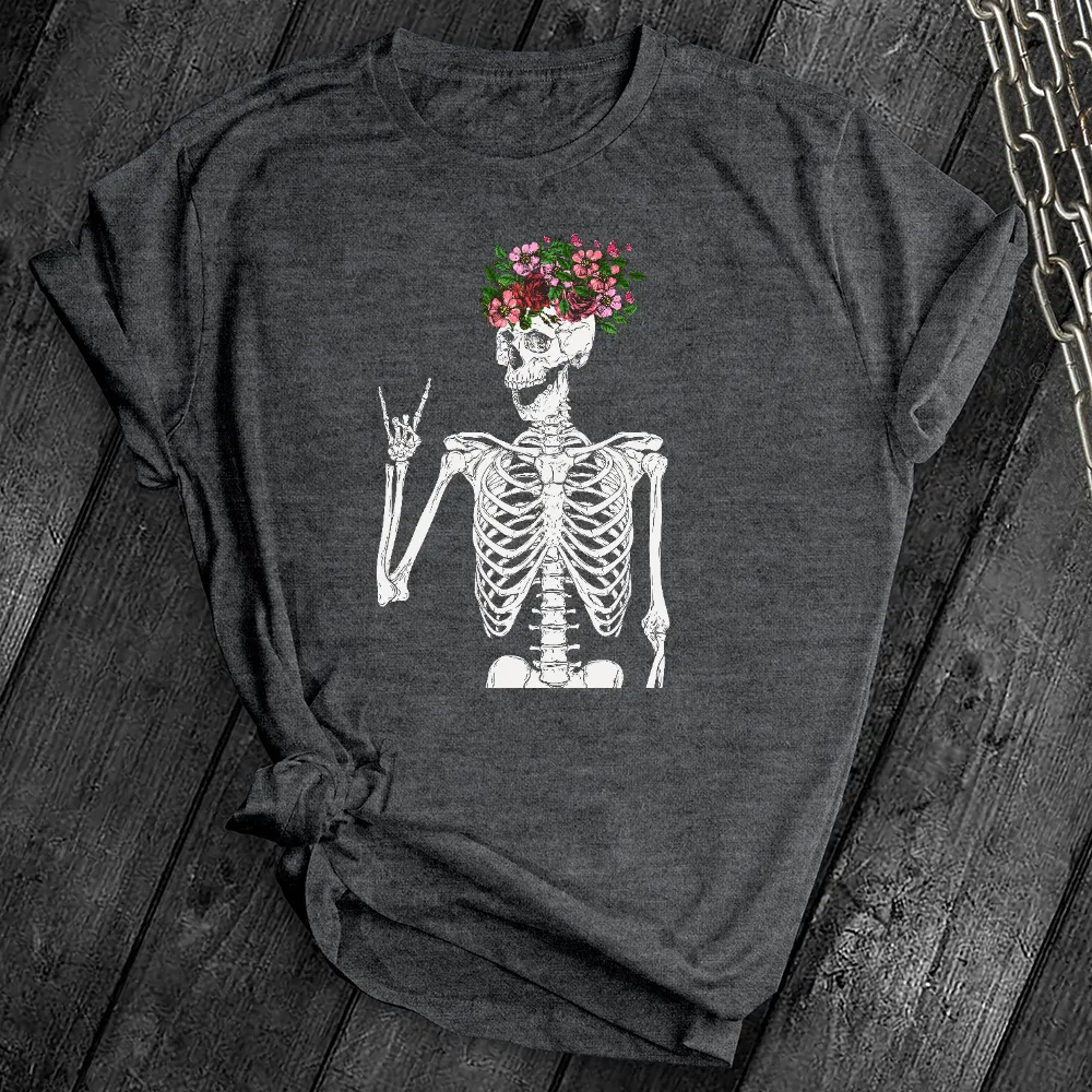 Floral Rocker Skeleton Tee