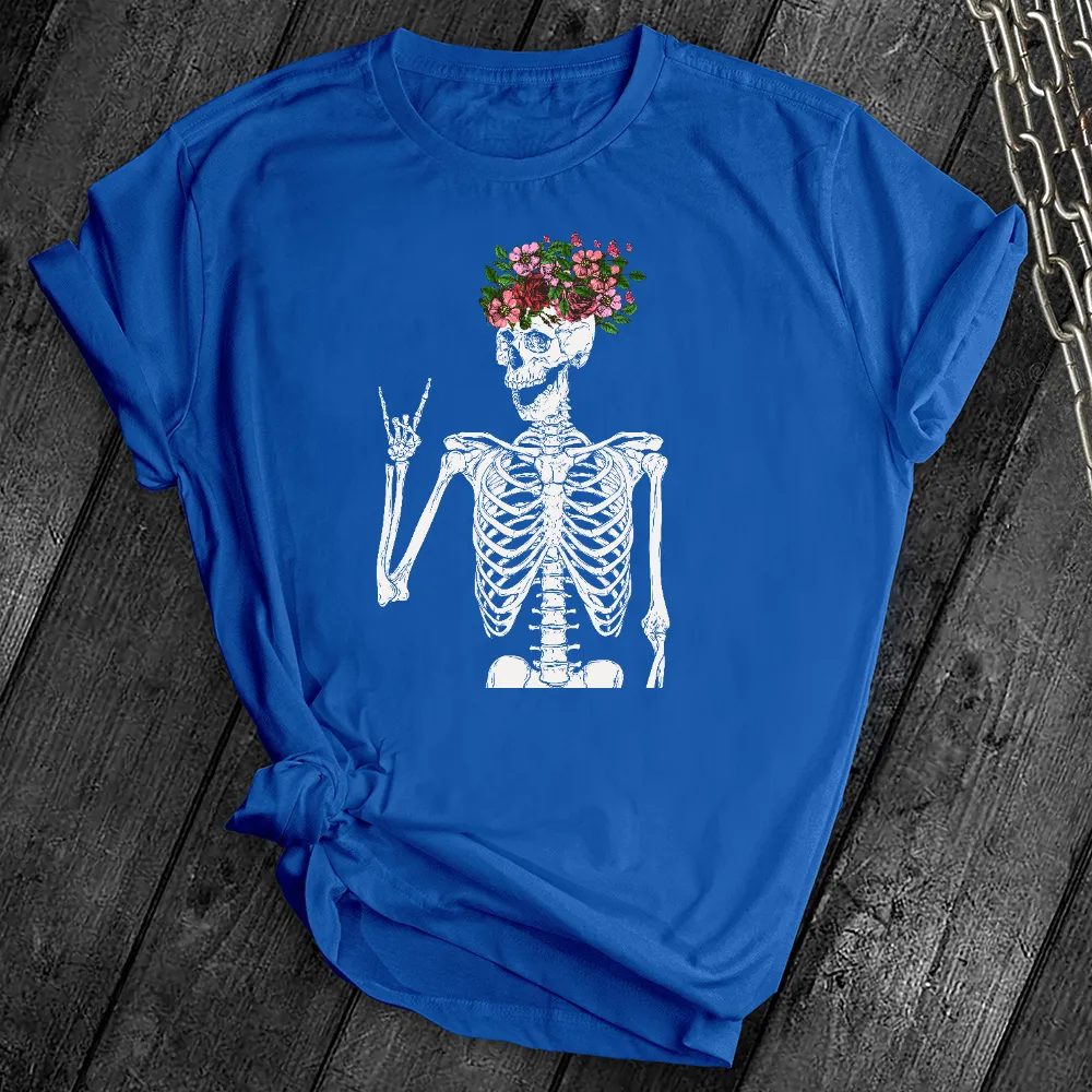 Floral Rocker Skeleton Tee