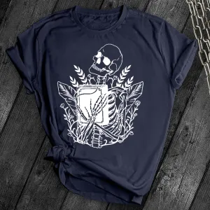Floral Skeleton With Book Tee
