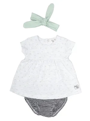 Fluttering Leaves Dress, Knickers & Headband Baby 3 Piece Outfit