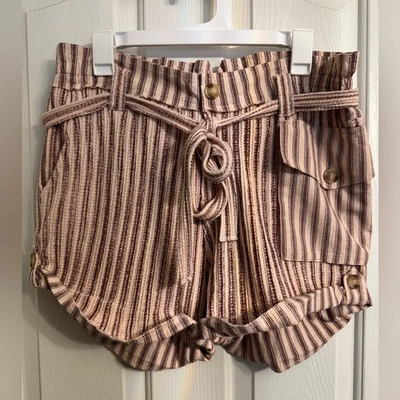 FP One Harriet Striped Shorts Mauve Combo NWOT Size M