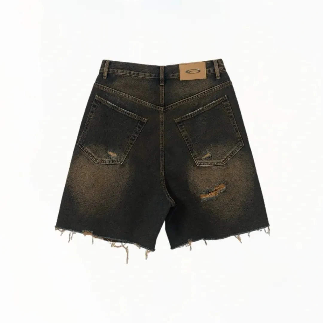 FRAGILE Blue & Brown Baggy Shorts