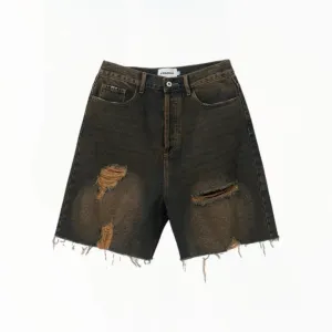 FRAGILE Blue & Brown Baggy Shorts
