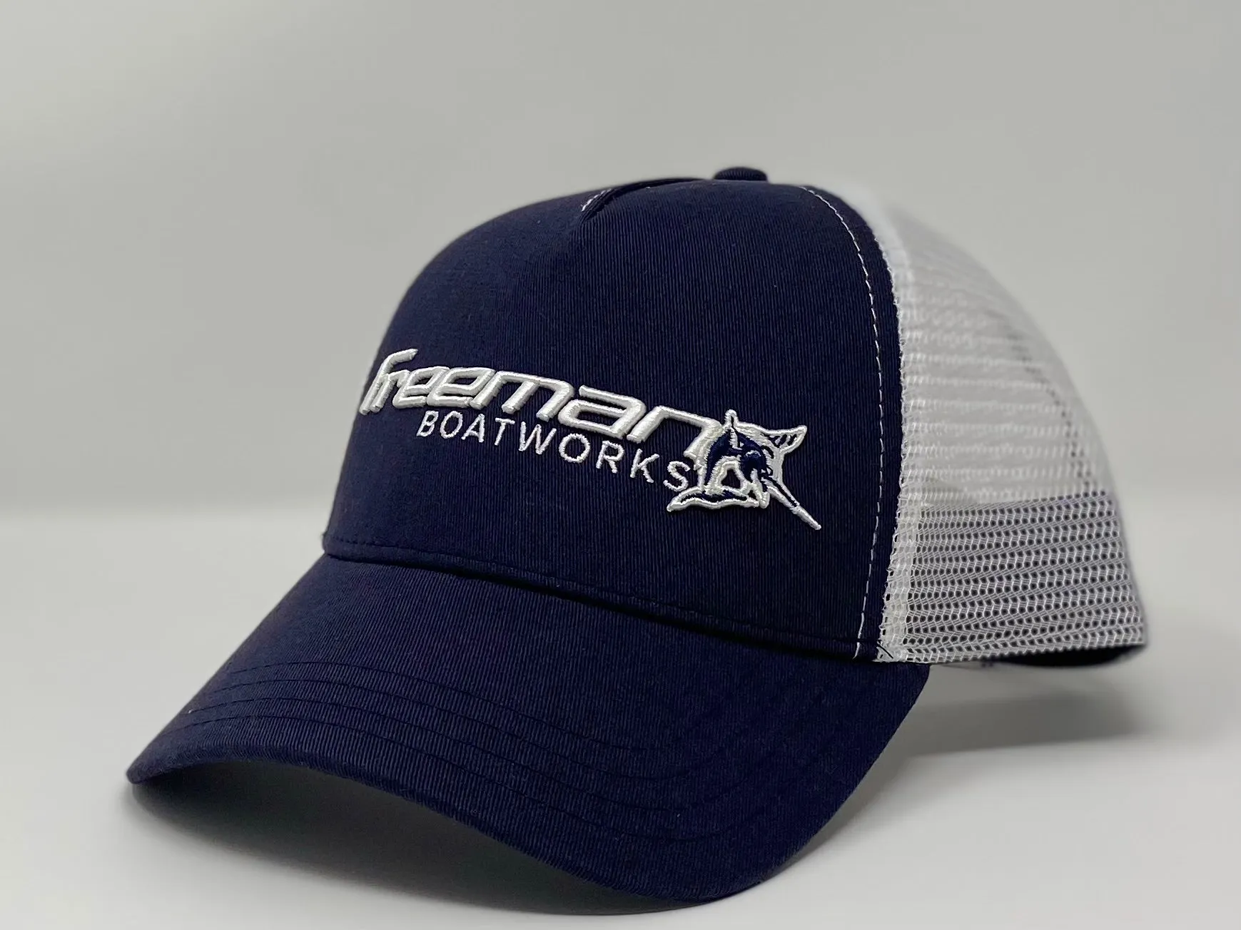Freeman Boatworks Embroidered Logo - Navy / White