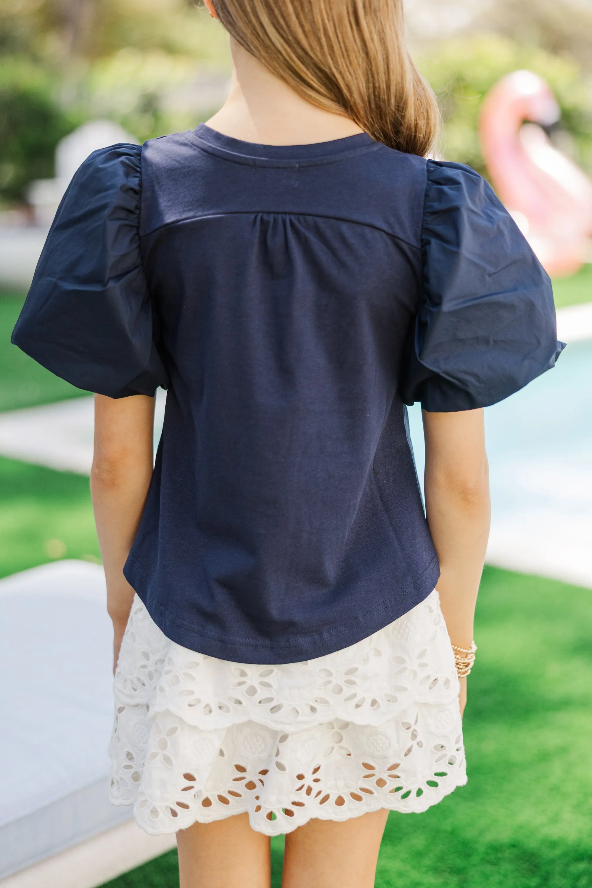 Girls: Lovely New Day Navy Blue Blouse