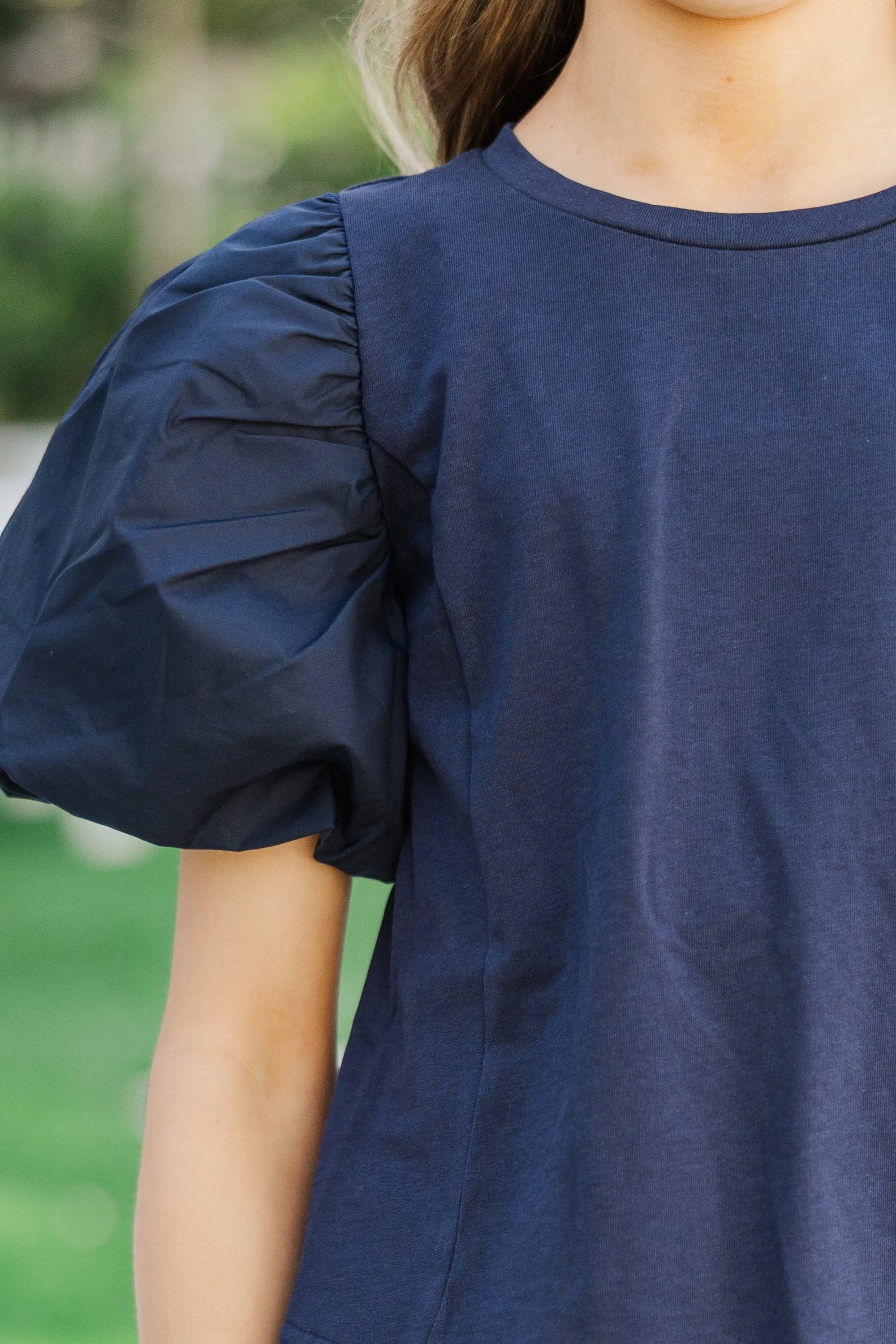 Girls: Lovely New Day Navy Blue Blouse