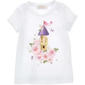 Girls White Rapunzel Castle T-Shirt
