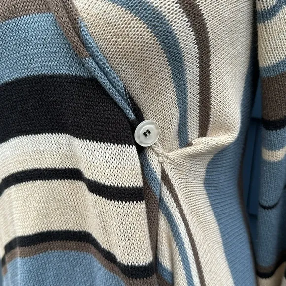 Goddis S/M blue tan cream black Naples sweater cardigan drape
