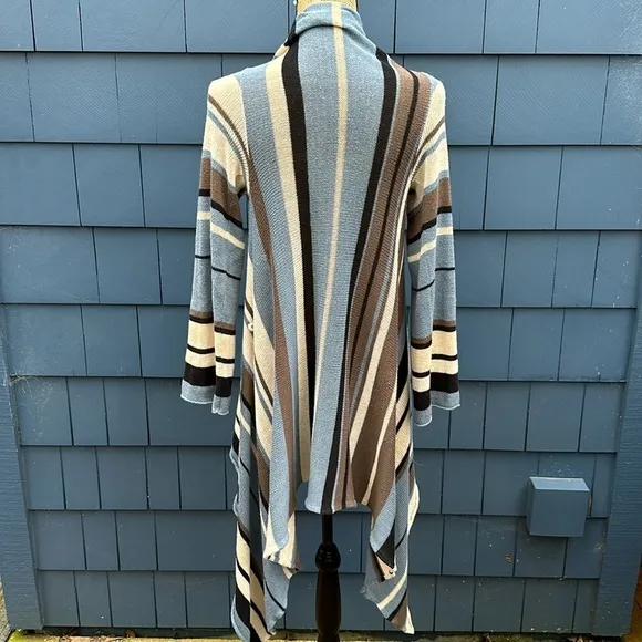 Goddis S/M blue tan cream black Naples sweater cardigan drape