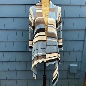 Goddis S/M blue tan cream black Naples sweater cardigan drape