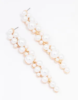 Gold Multi Pearl Drop Earrings
