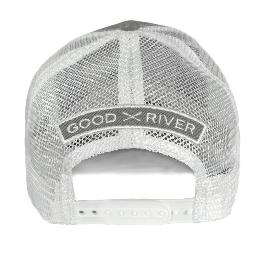 Good River Fish Patch Trucker - Gray/White
