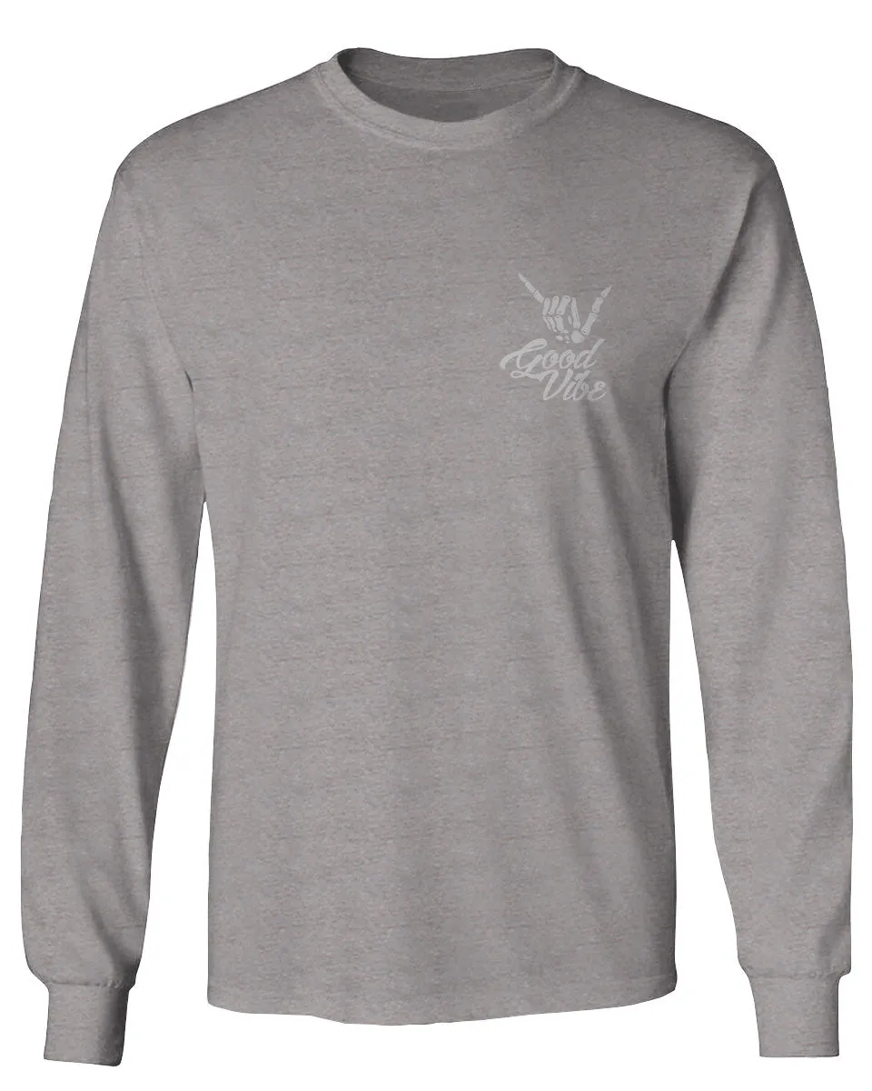 Good Vibe Bones Hand Shaka Cool Vintage Hipster Graphic mens Long sleeve t shirt