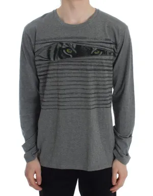 Gray Crew-neck Pullover Stretch T-shirt