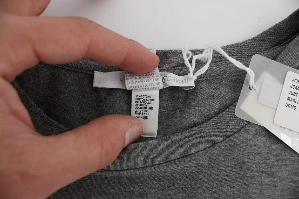Gray Crew-neck Pullover Stretch T-shirt