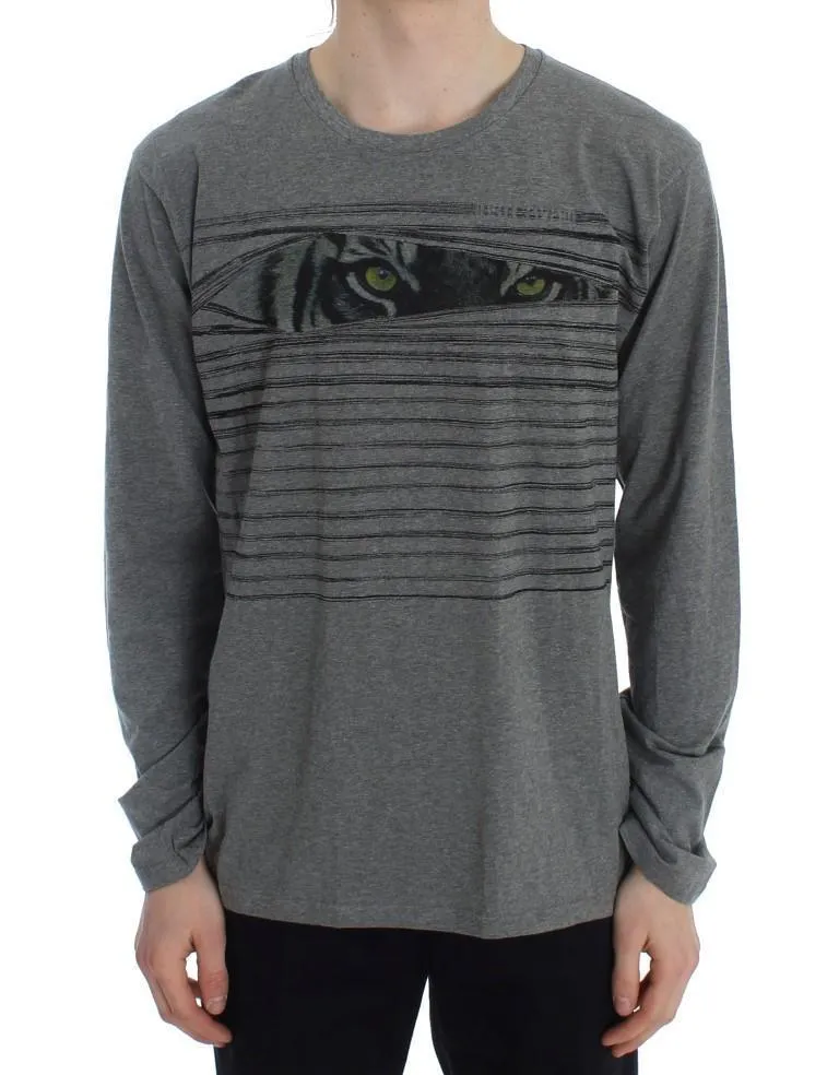 Gray Crew-neck Pullover Stretch T-shirt