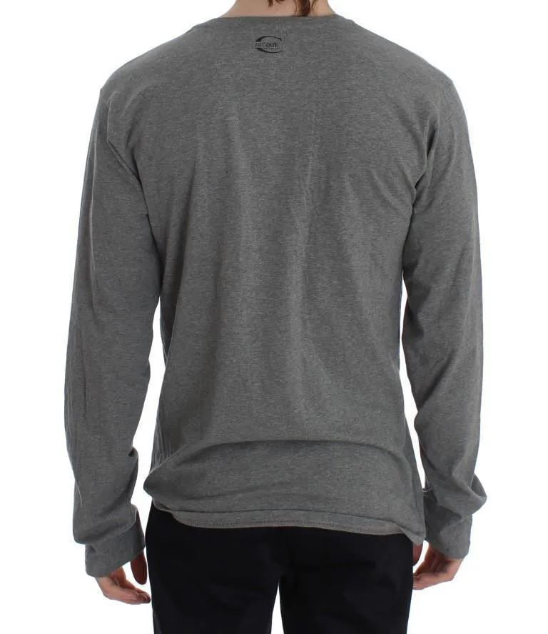 Gray Crew-neck Pullover Stretch T-shirt