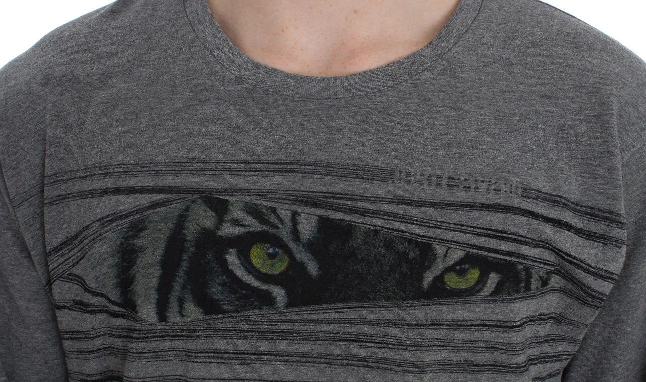 Gray Crew-neck Pullover Stretch T-shirt