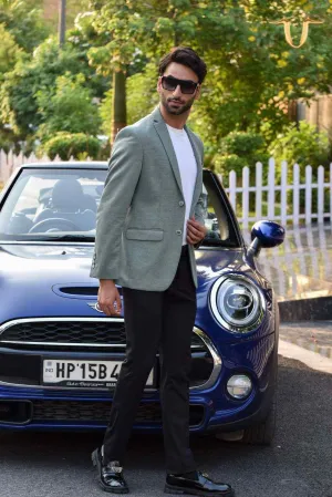 Green Twill Knitted Blazer