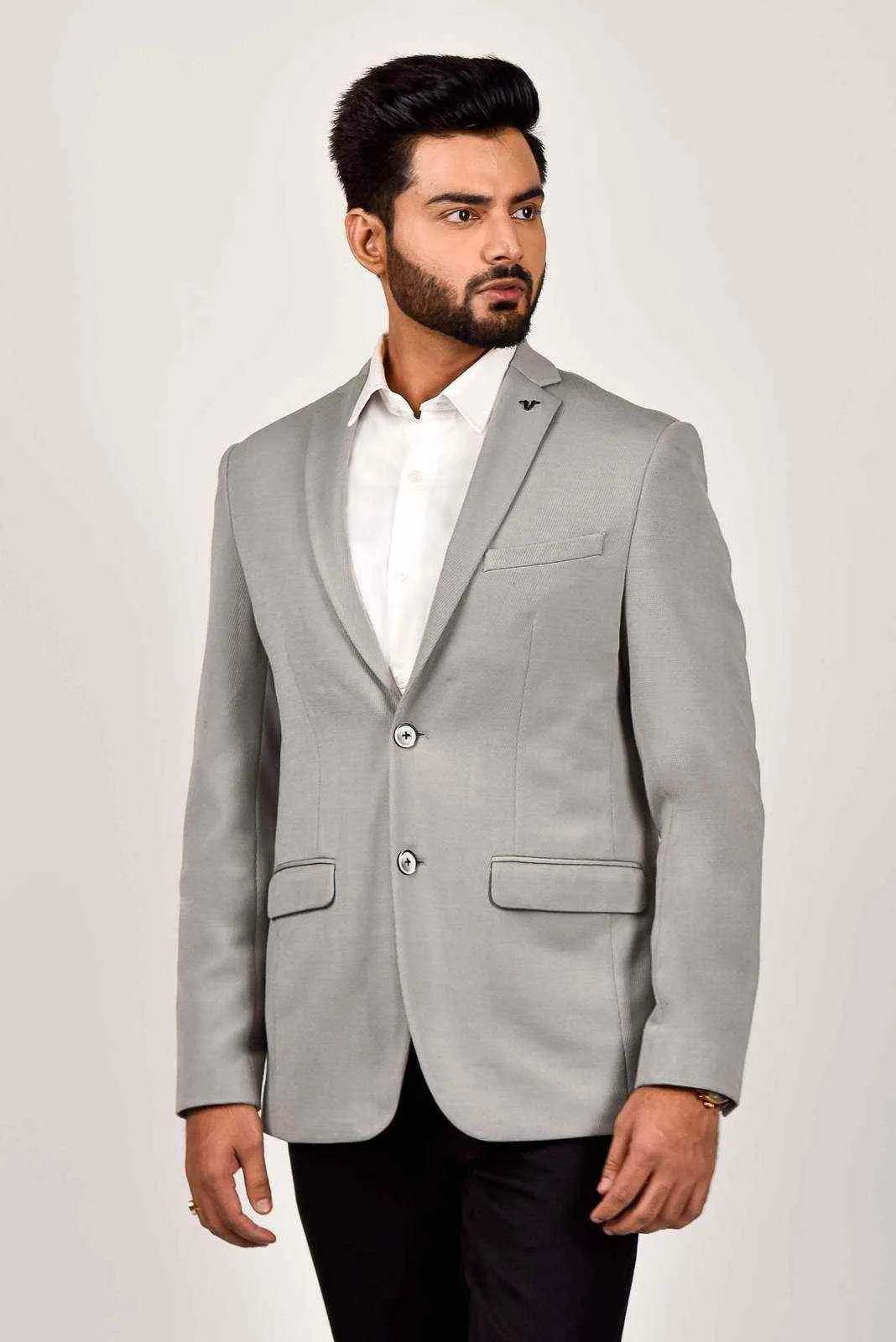 Grey Knitted Blazer for Casual Event