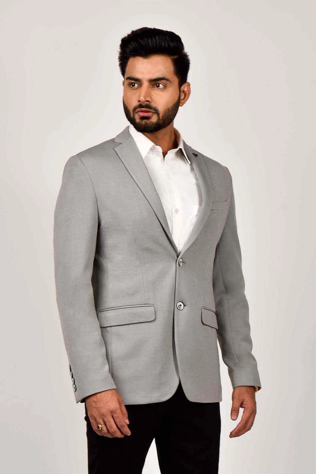 Grey Knitted Blazer for Casual Event