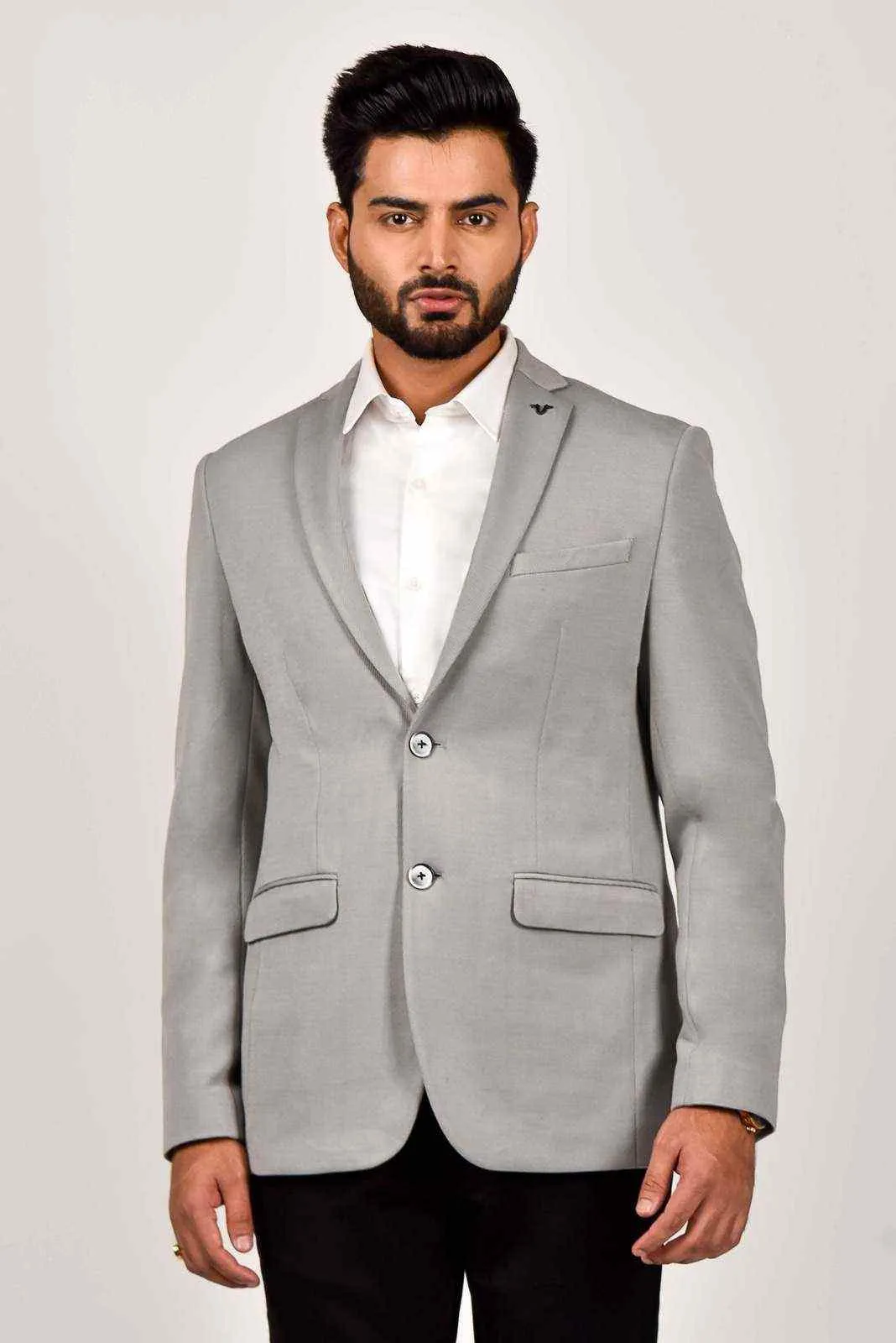 Grey Knitted Blazer for Casual Event